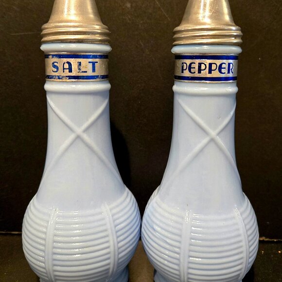 Jeanette Delphite Blue Glass Salt and Pepper Shakers for Euclid Coffee Co. - Picture 1 of 7
